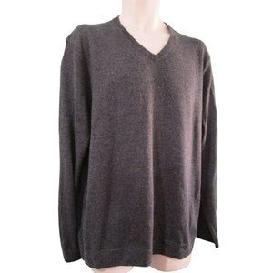 Calvin Klein Extra Fine Merino Sweater Heathered Charcoal V Neck Mens Large EUC